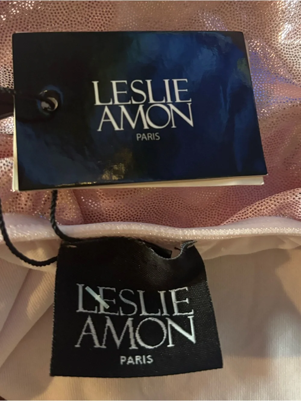 NWT LESLIE AMON Bella One-piece Swimsuit in Metallic-nylon Pink Size Small